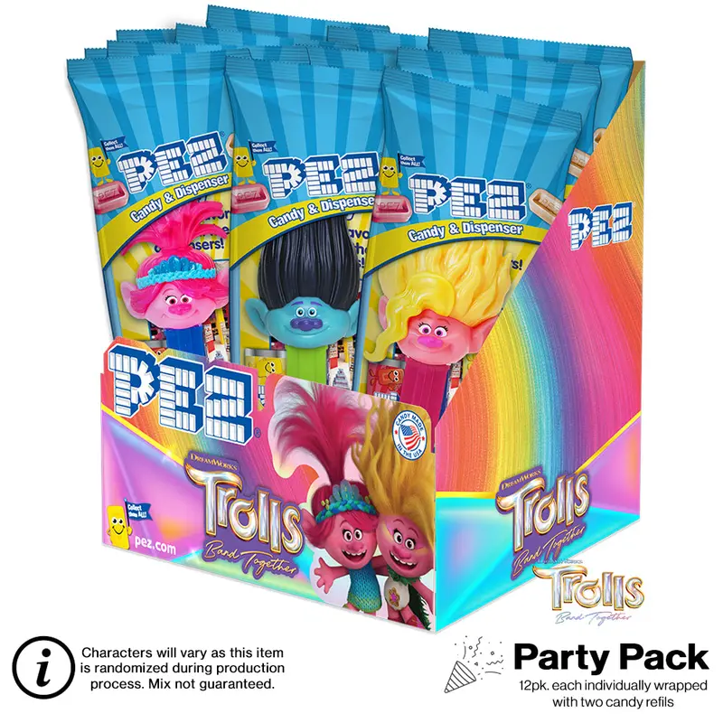 Trolls Band Together Pez Party Pack – 12 Individually Wrapped Dispensers 1