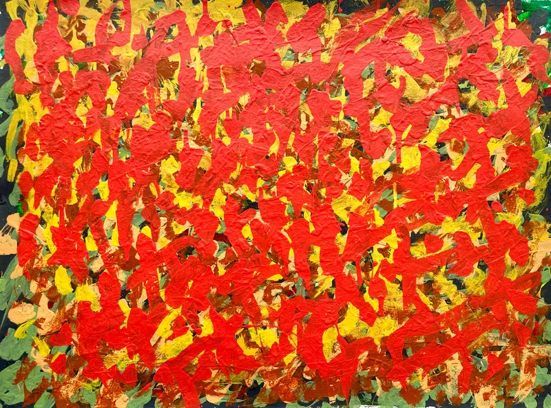 Untitled Garden Red Abstract By Julieann Dombrowski 1