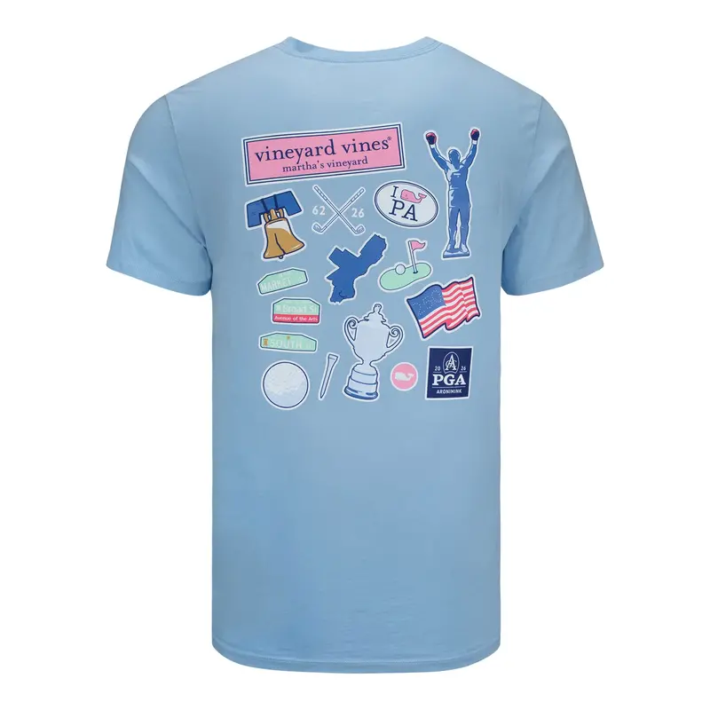 Vineyard Vines Philly Motif Pocket Tee – Blue 2026 Pga Championship Design 1