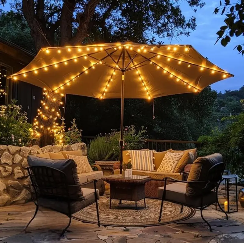 Weatherproof Patio Umbrella String Lights – 360° Ambient Outdoor Lighting Kit 1