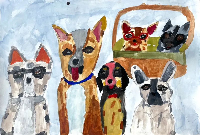 Zainab Elhasan'S Canine Encounter Narrative Painting 1